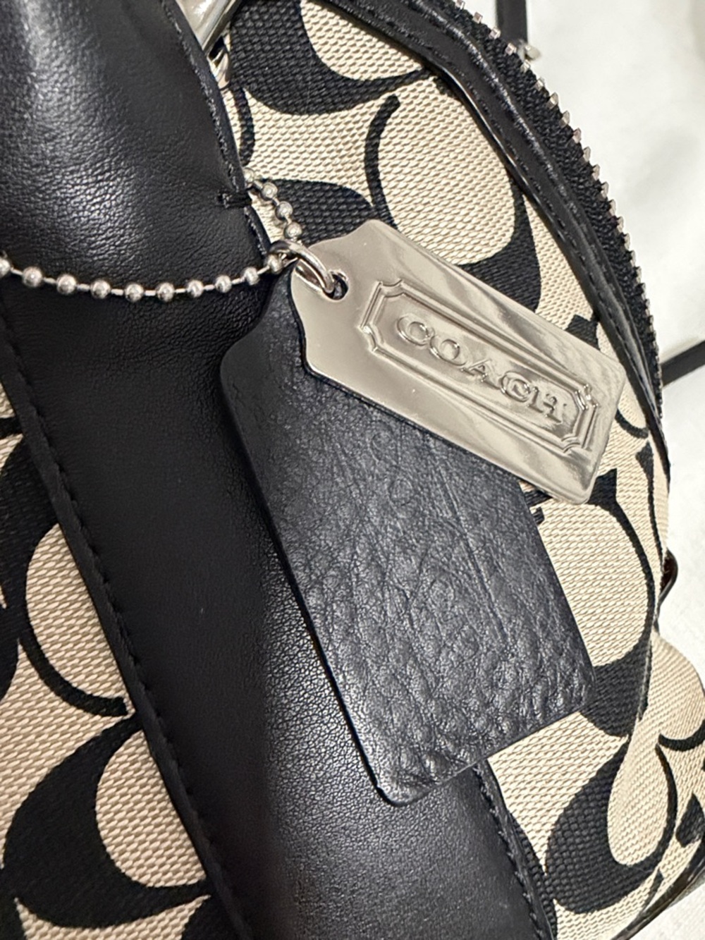 Coach Bleecker Preston Satchel Black and Cream Signature #A1461-30167 - Picture 6 of 16